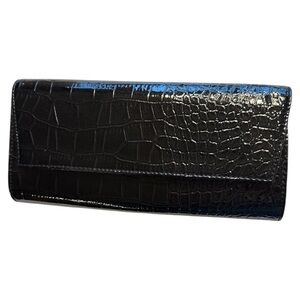 Bonita Bags New‎ York Black Crocodile Embossed Clutch Glam Party Formal